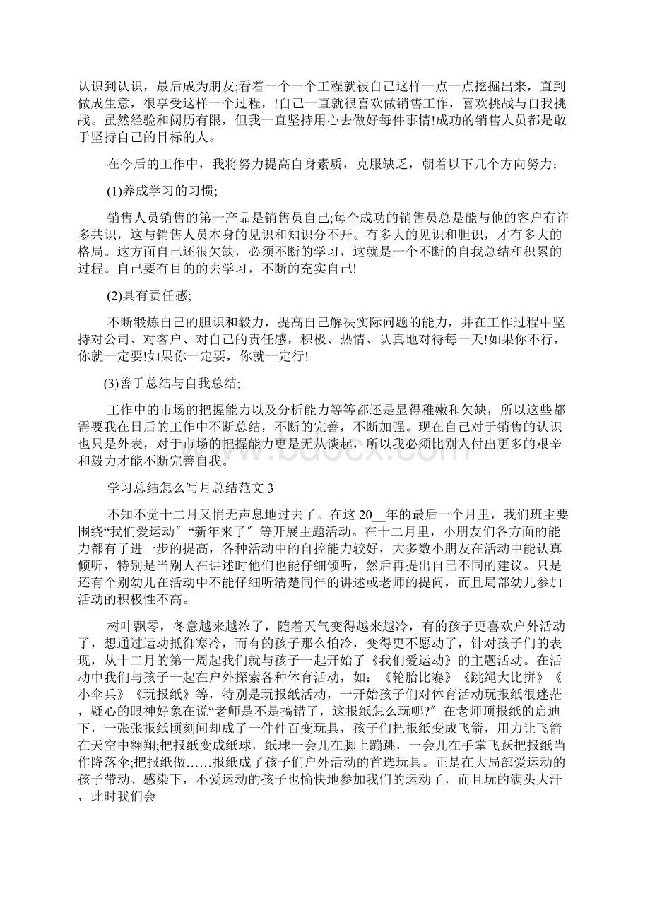 学习总结怎么写月总结范文Word文档下载推荐.docx_第3页