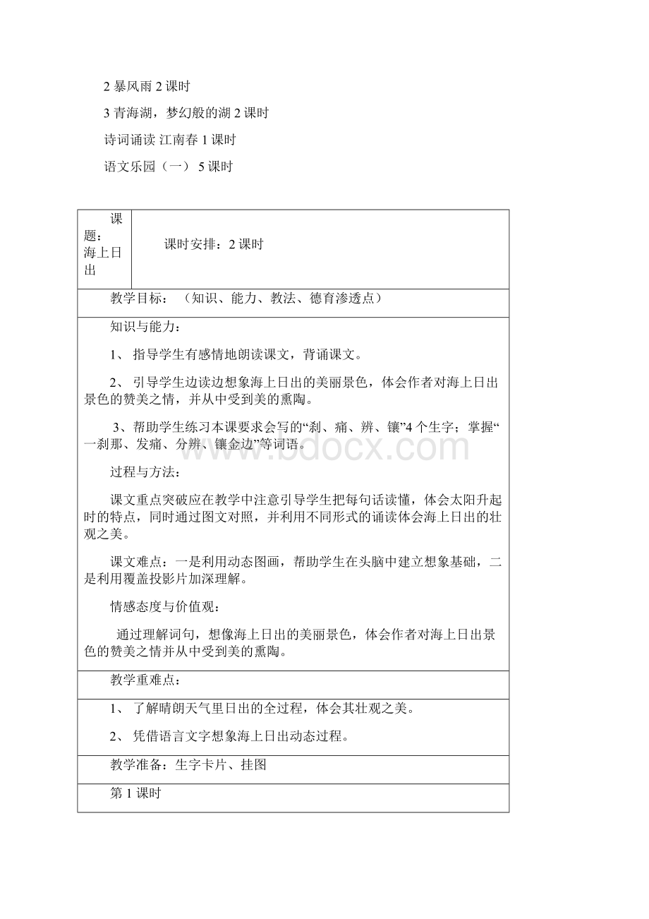 强烈推荐鄂教版小学语文五年级下学期第十册教案第一单元Word格式.docx_第2页