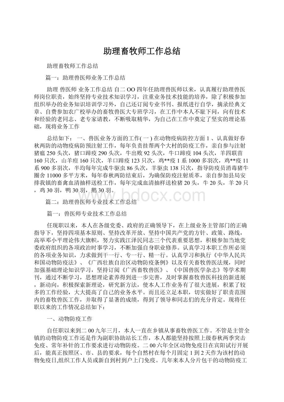 助理畜牧师工作总结Word格式文档下载.docx