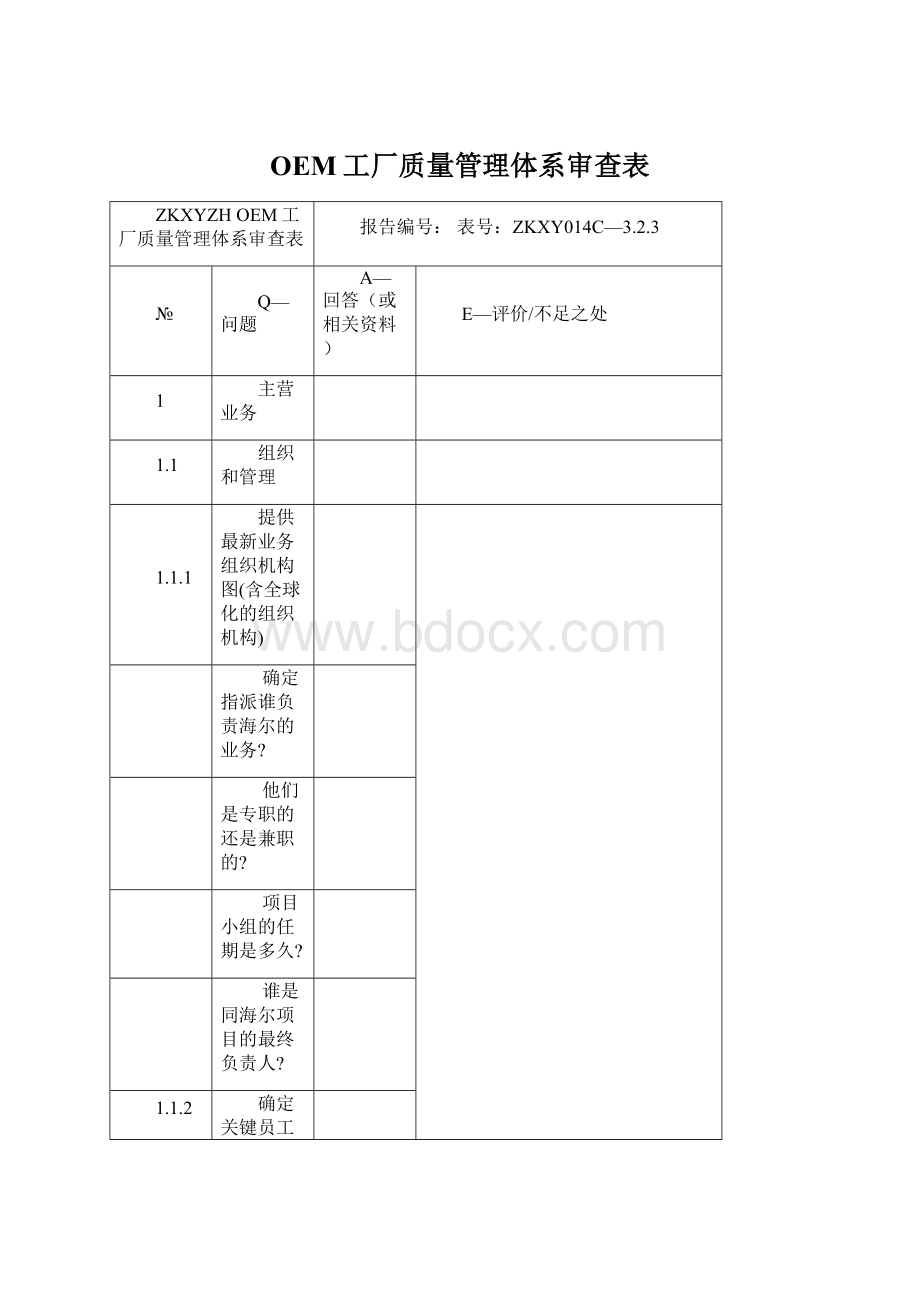 OEM工厂质量管理体系审查表.docx_第1页