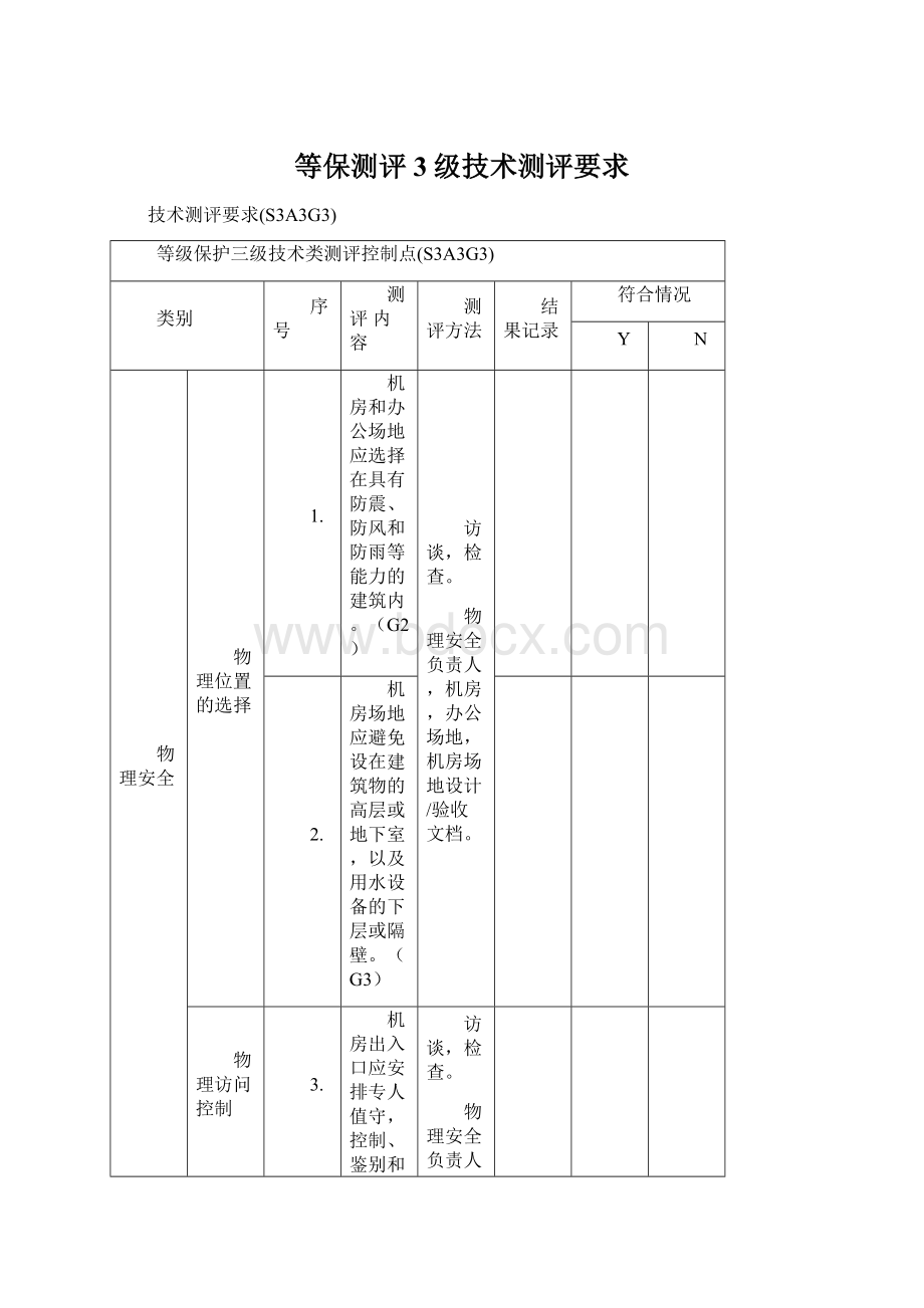 等保测评3级技术测评要求.docx