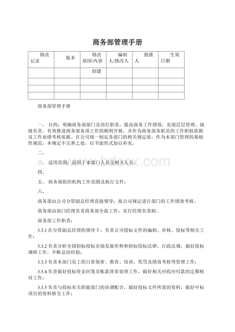 商务部管理手册Word下载.docx