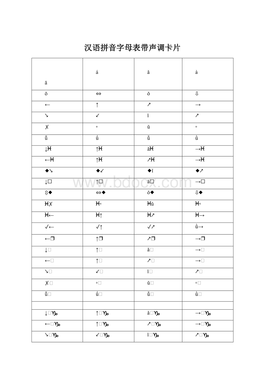 汉语拼音字母表带声调卡片.docx_第1页