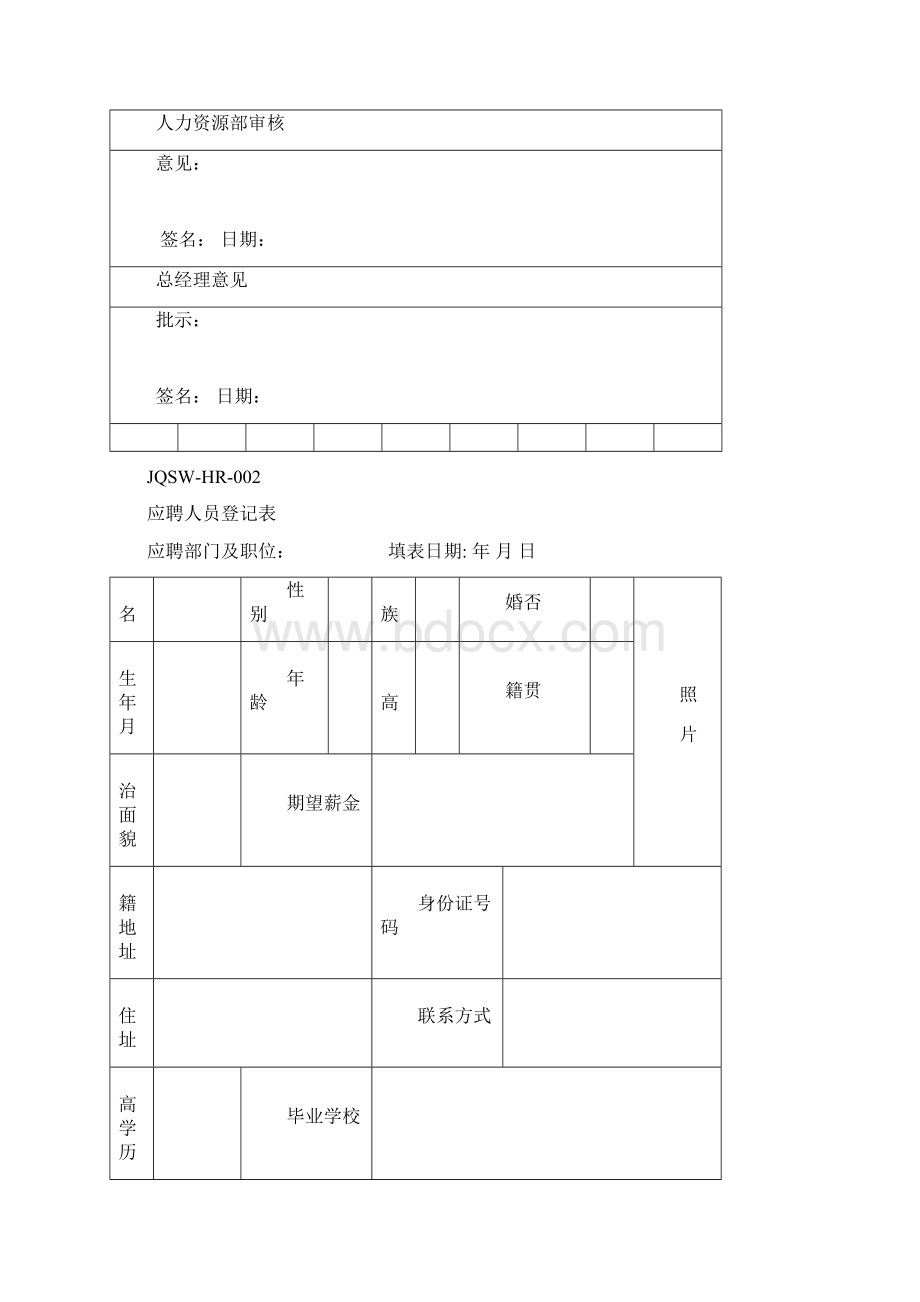 人力资源部常用表格 30页.docx_第2页