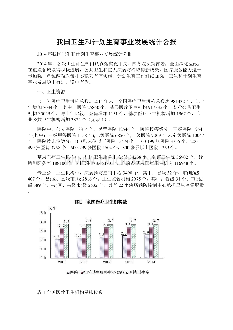 我国卫生和计划生育事业发展统计公报.docx_第1页