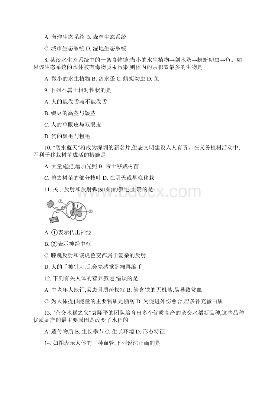广东省深圳市生物学业水平考试生物试题解析版.docx_第2页