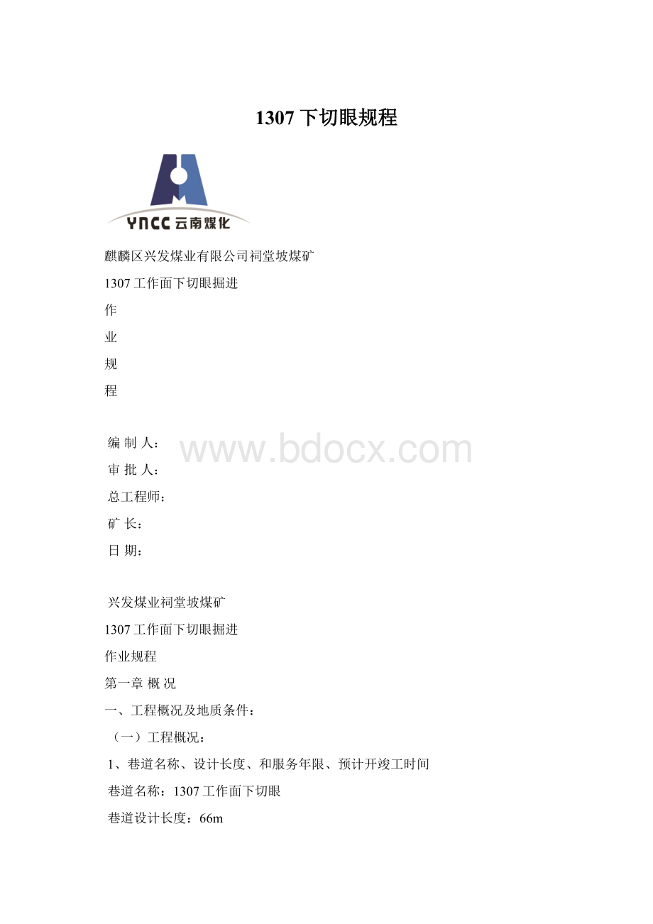 1307下切眼规程Word格式.docx