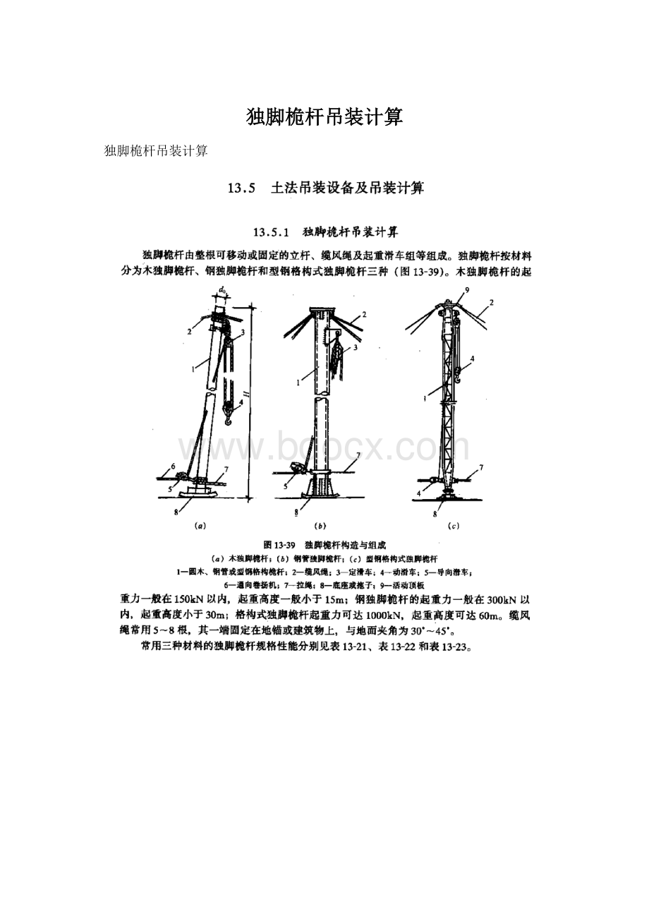 独脚桅杆吊装计算.docx_第1页