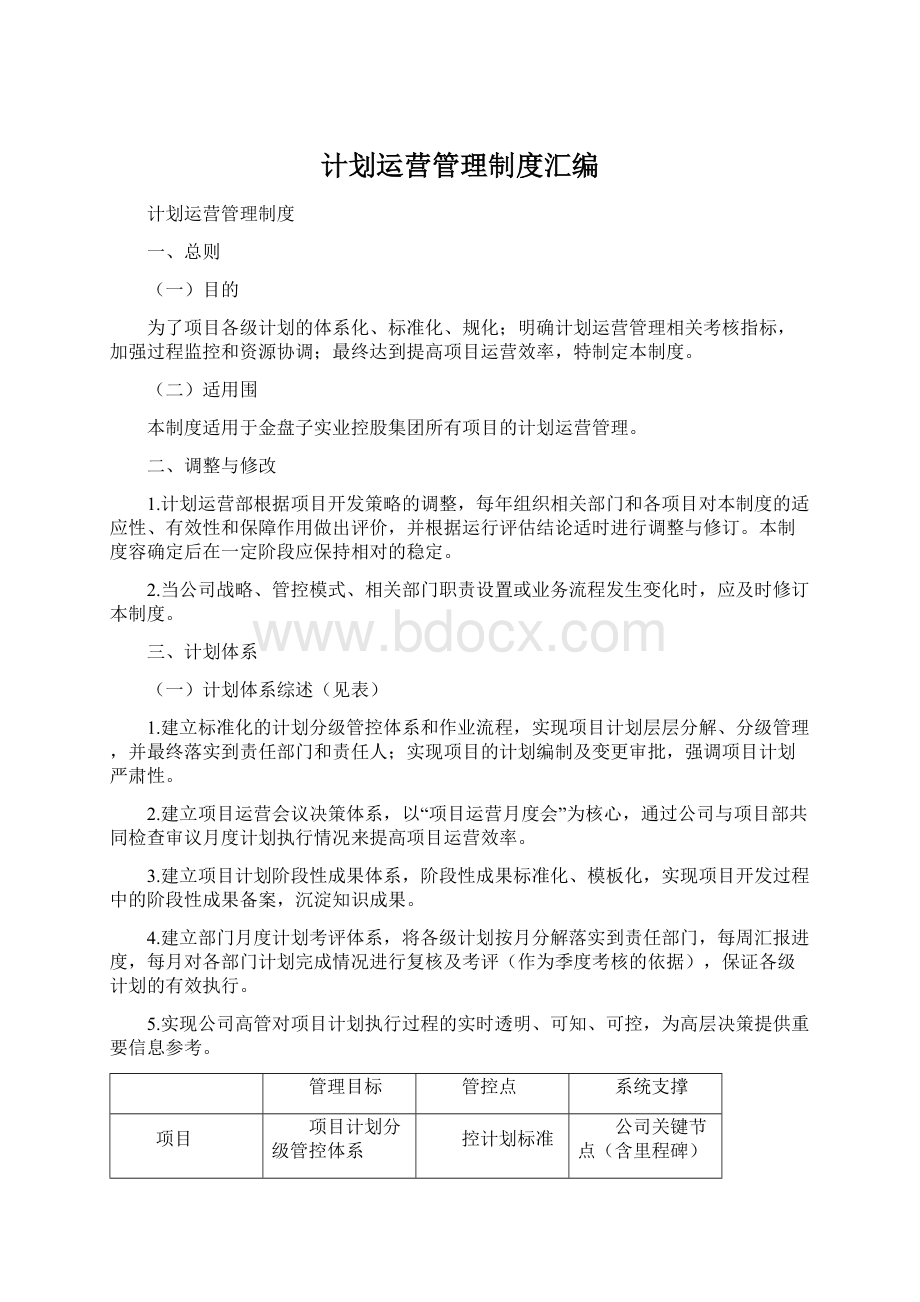 计划运营管理制度汇编Word文档下载推荐.docx