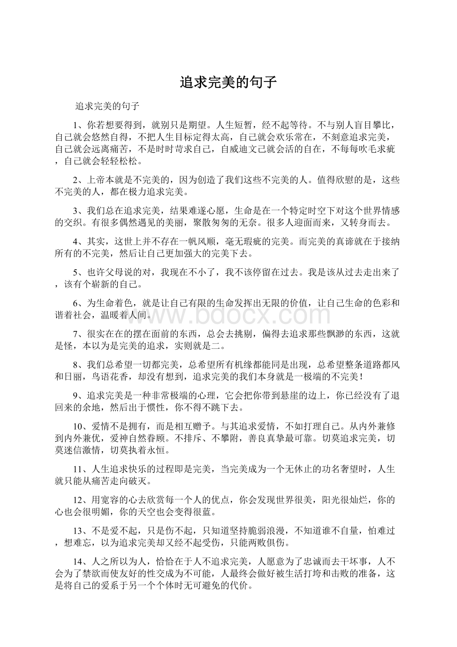 追求完美的句子Word文档格式.docx