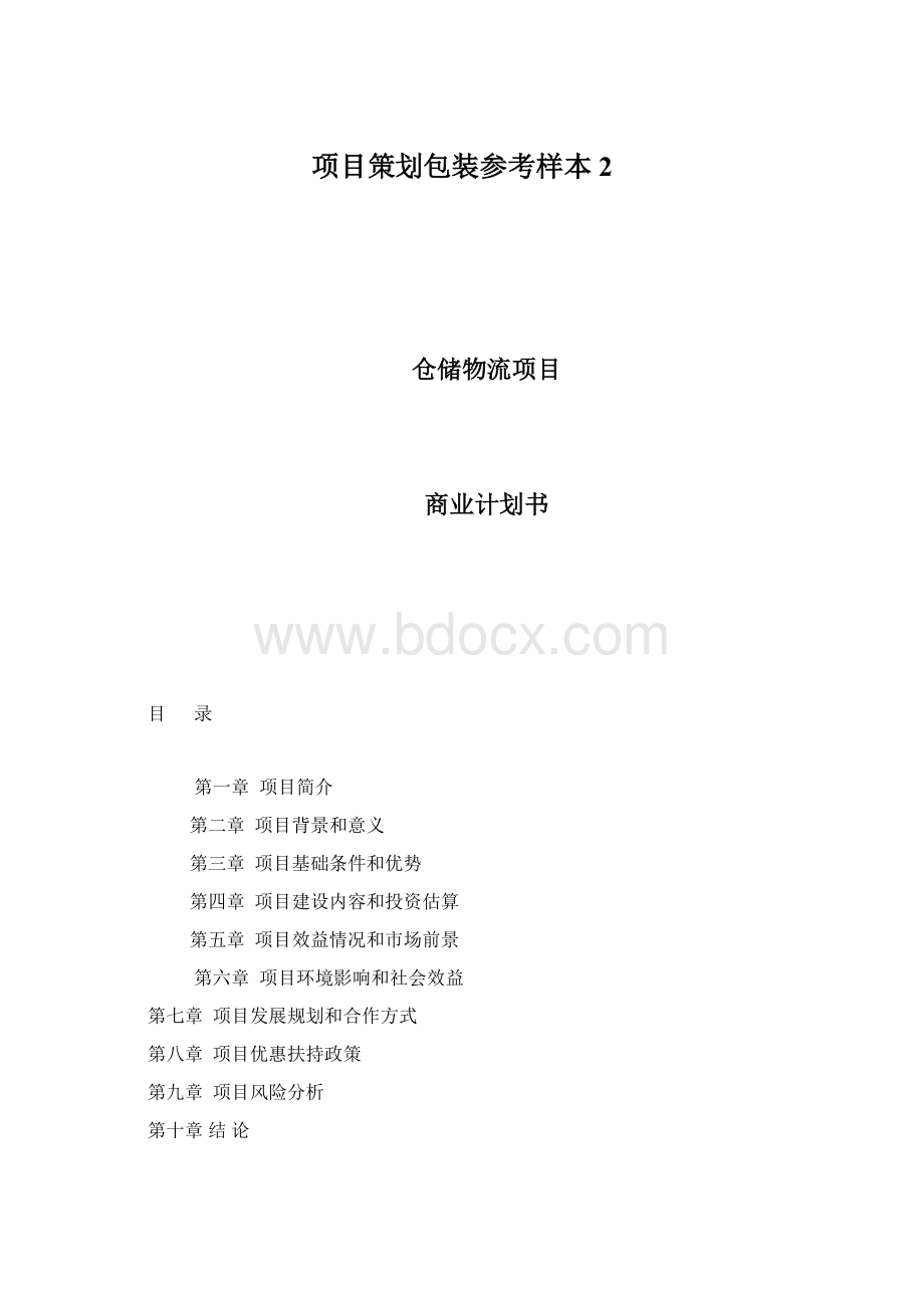 项目策划包装参考样本2Word格式.docx