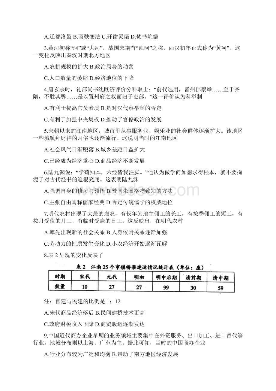 届吉林省长春市普通高中高三上学期质量监测一 历史.docx_第2页