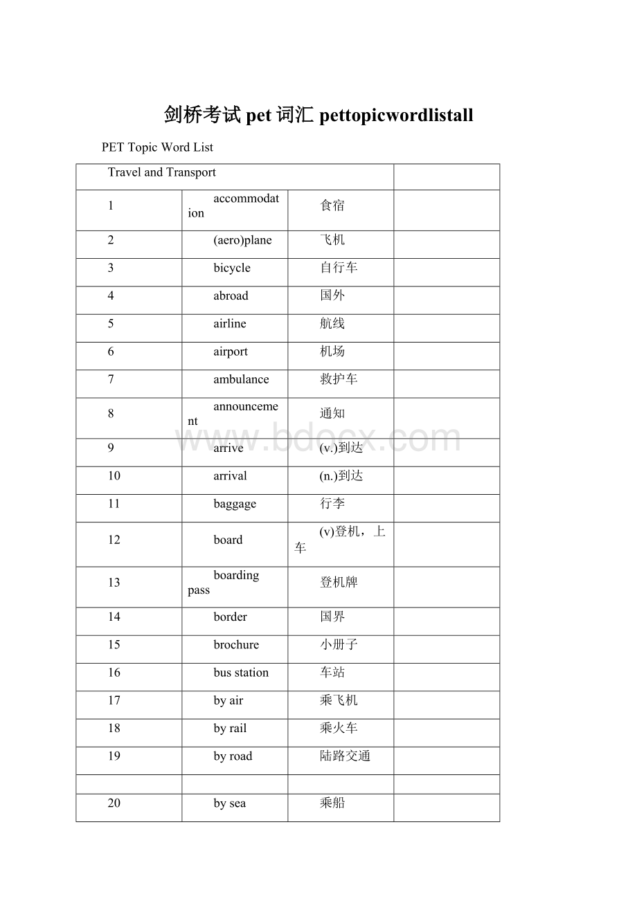 剑桥考试pet词汇pettopicwordlistallWord格式.docx_第1页
