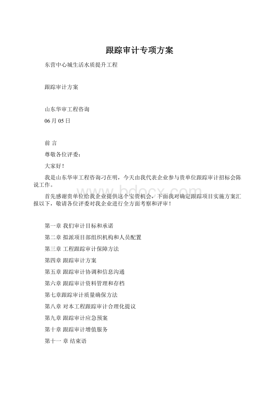 跟踪审计专项方案Word格式文档下载.docx