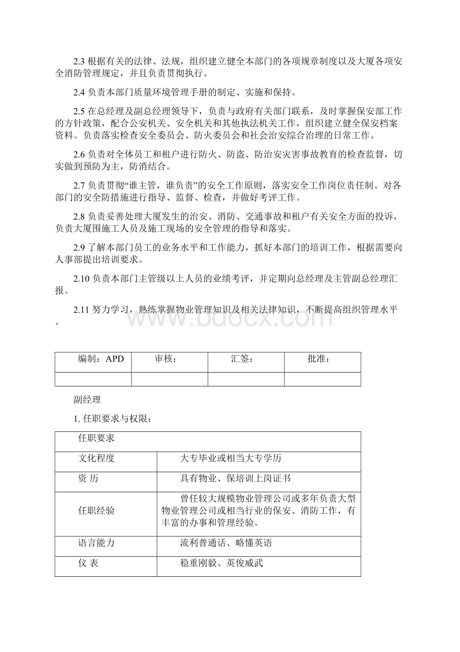 保安部岗位职责权限和任职要求Word文件下载.docx_第2页