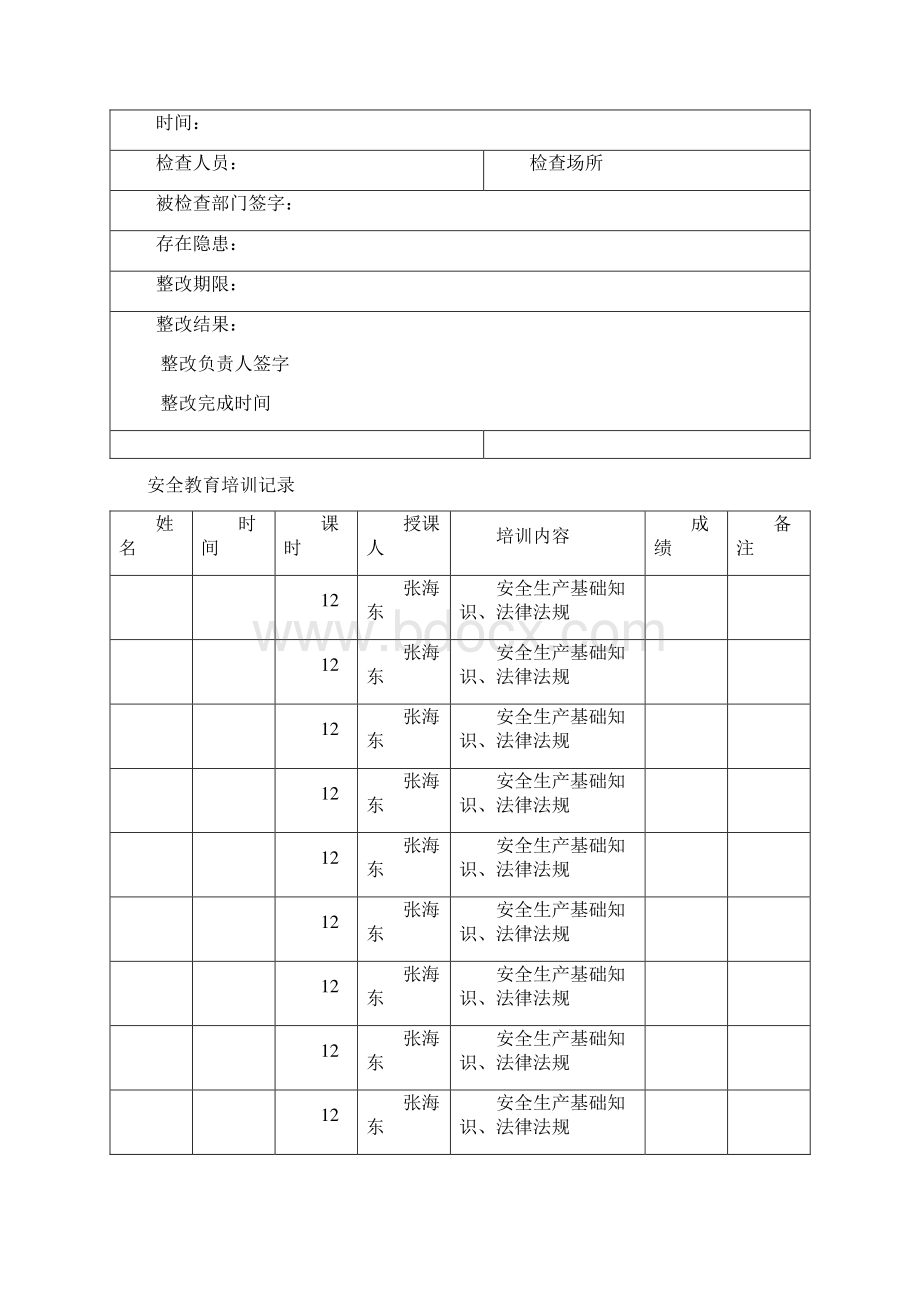 安全生产记录表Word文档下载推荐.docx_第2页