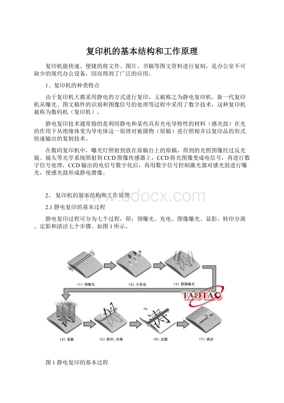 复印机的基本结构和工作原理Word文档格式.docx_第1页