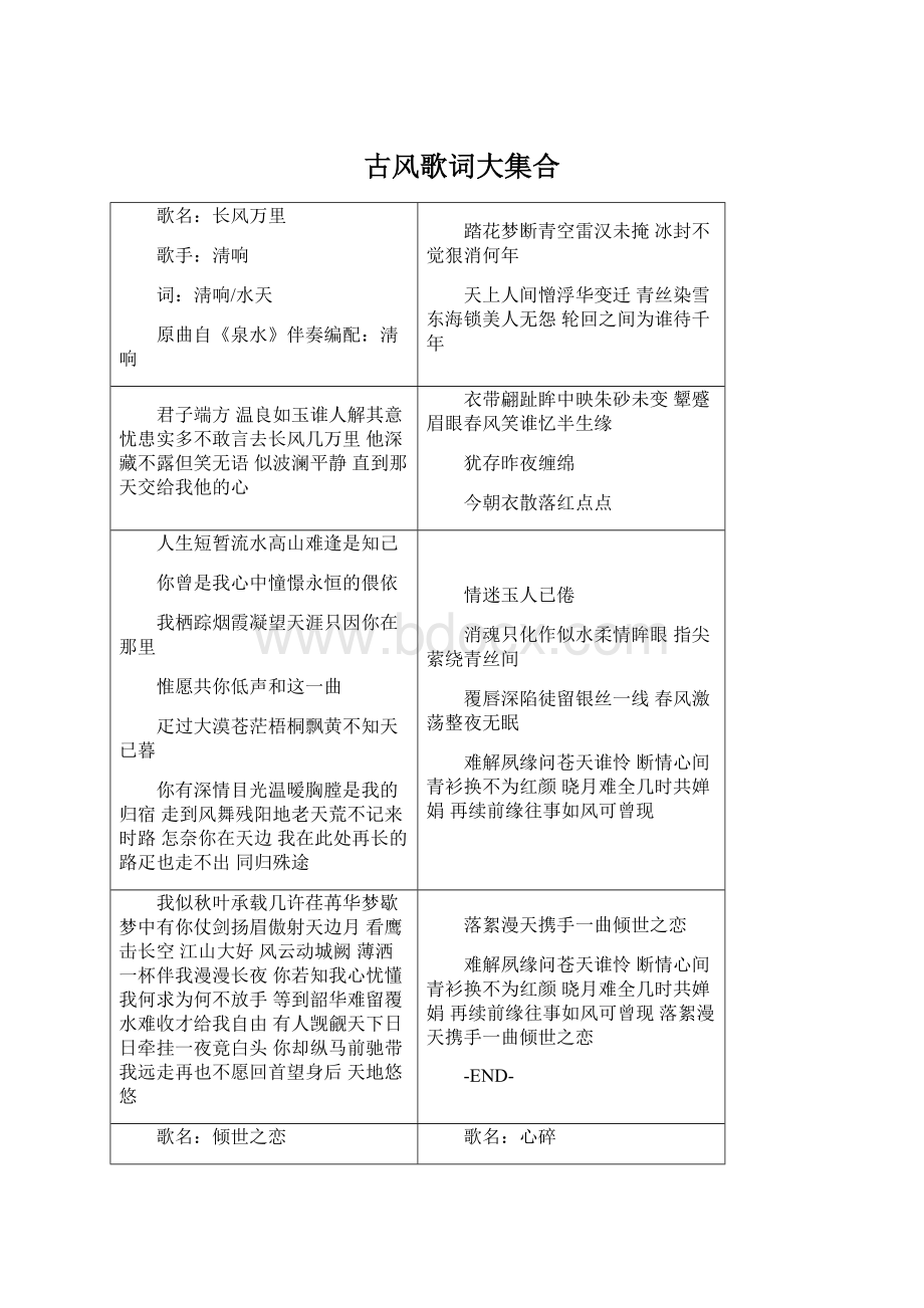 古风歌词大集合文档格式.docx