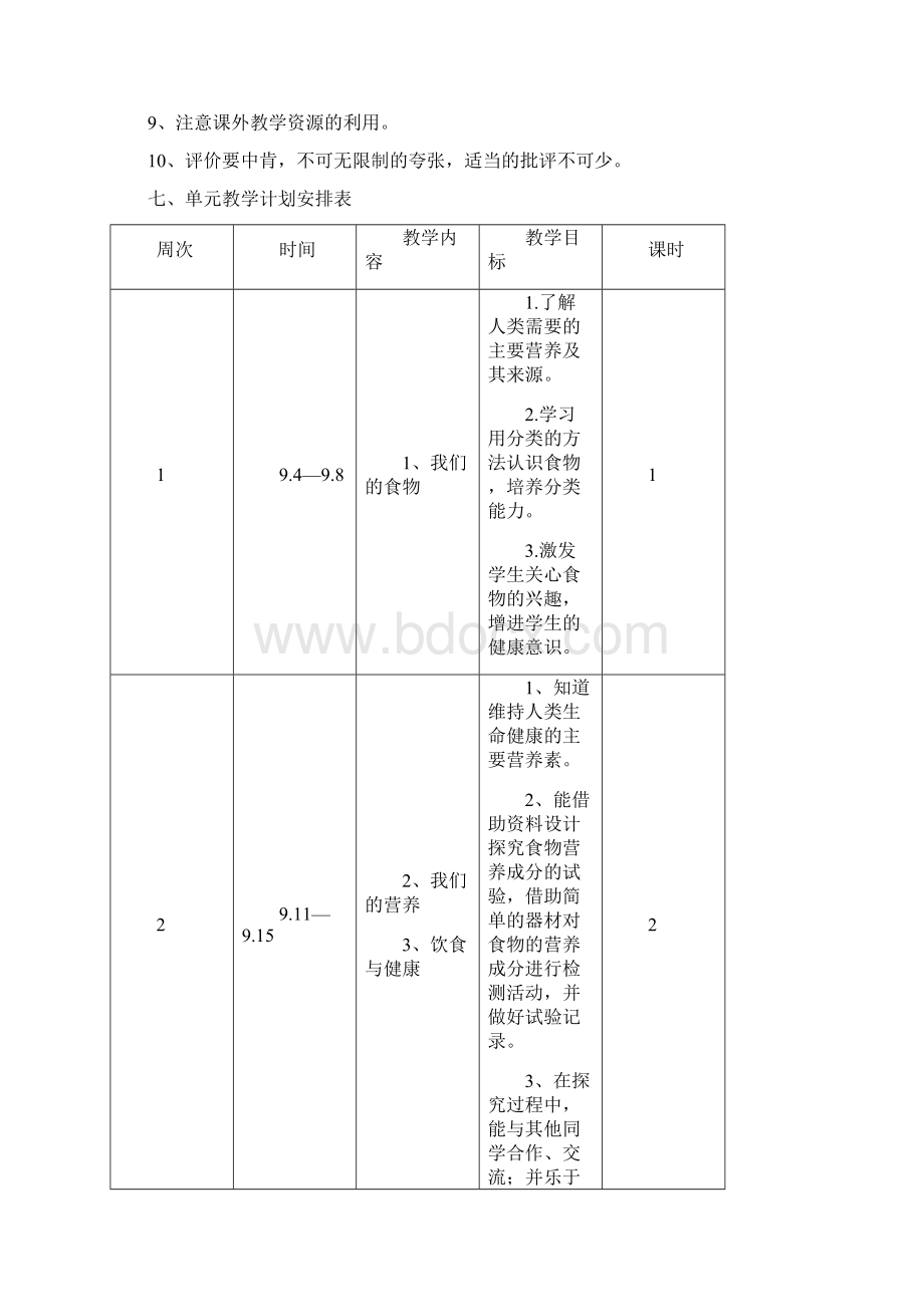 217青岛版四年级科学上册教学计划带进度.docx_第3页