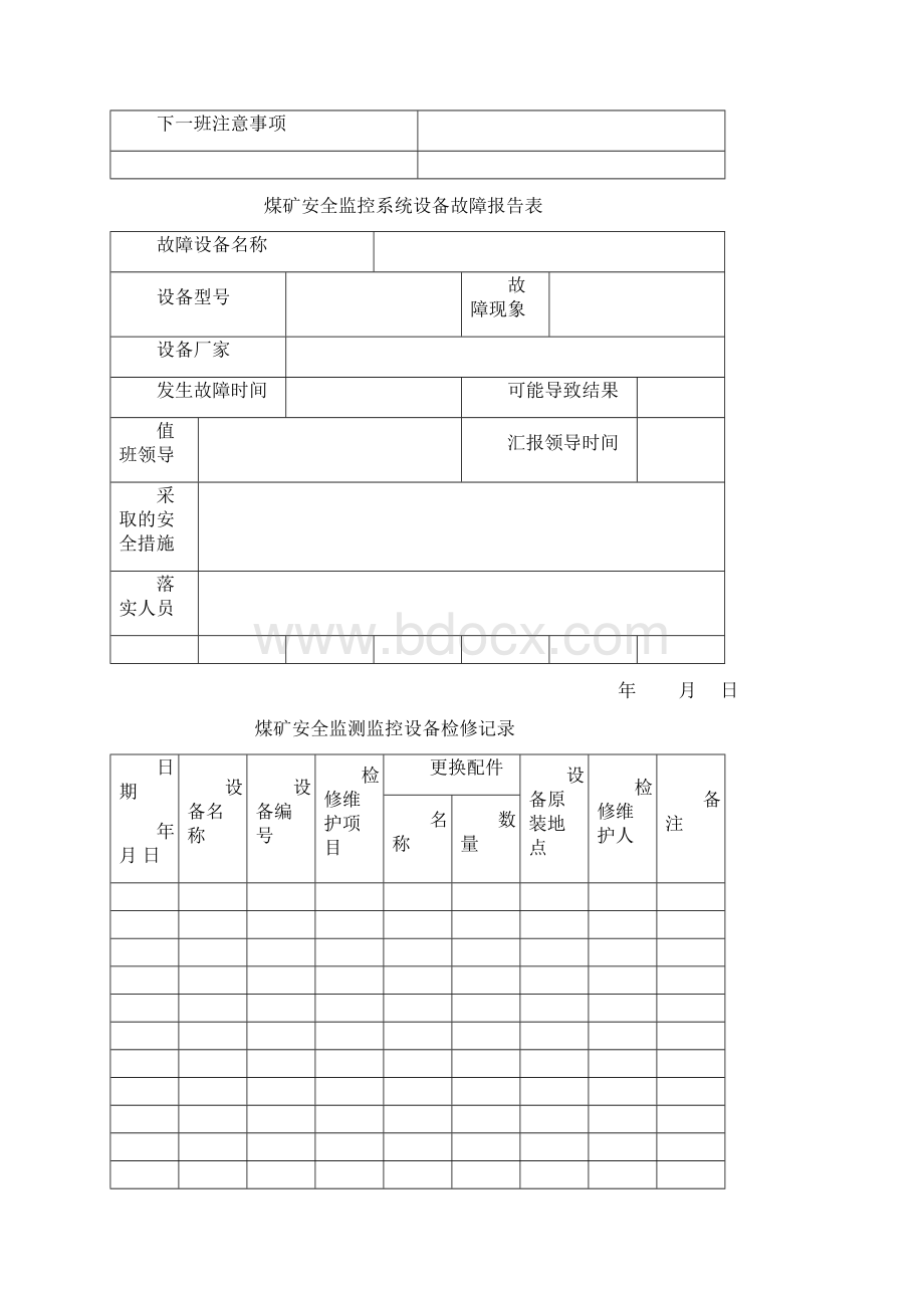 煤矿安全监控各种表格范本模板.docx_第3页