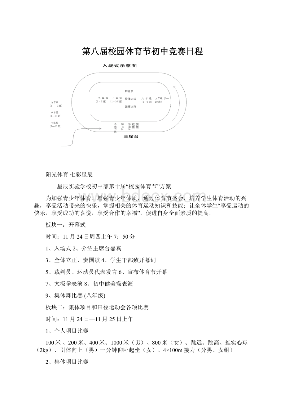 第八届校园体育节初中竞赛日程.docx