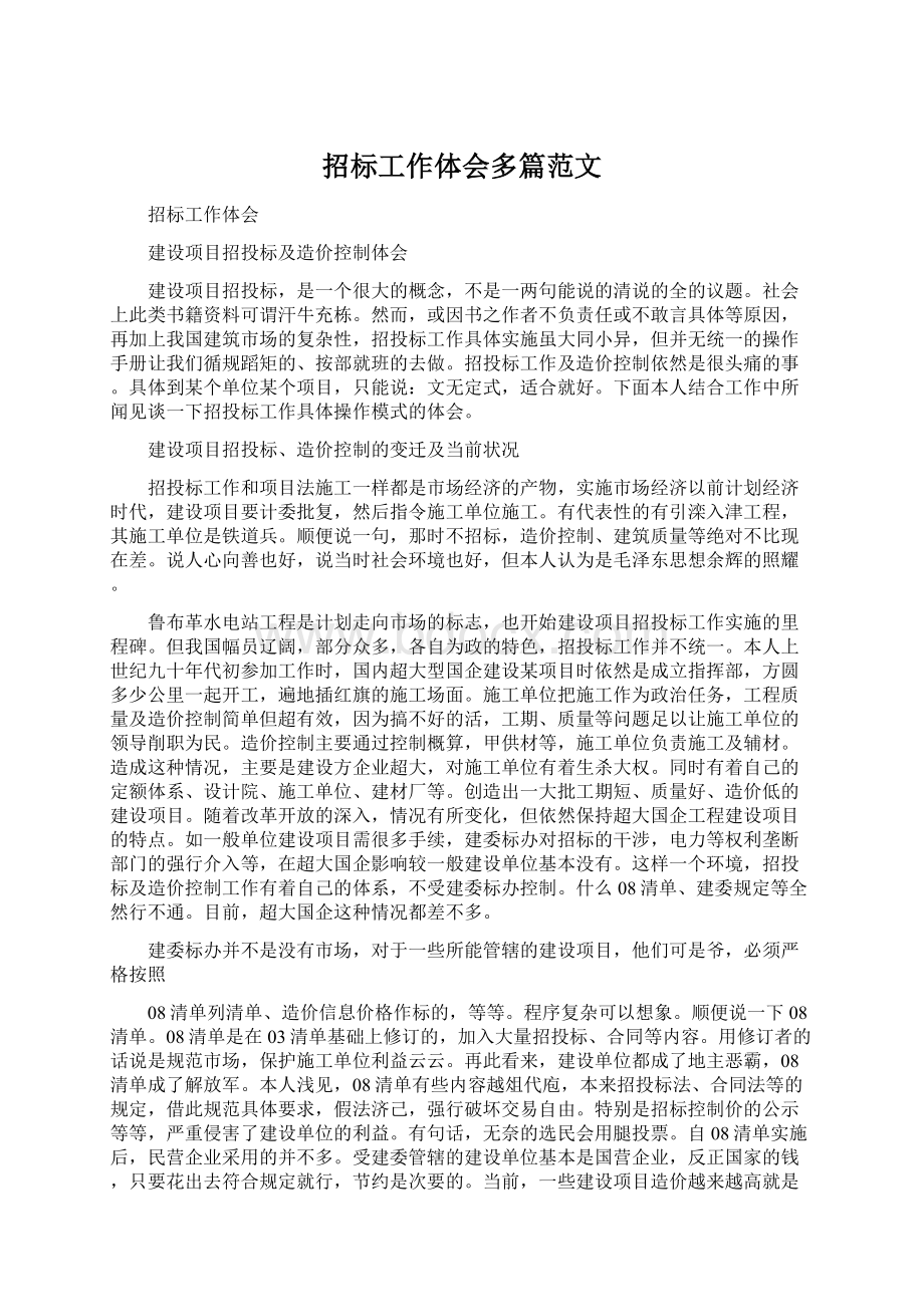 招标工作体会多篇范文Word格式文档下载.docx_第1页