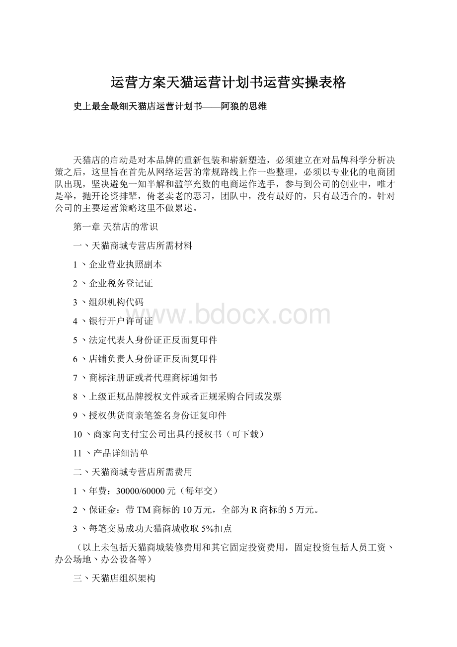 运营方案天猫运营计划书运营实操表格.docx_第1页