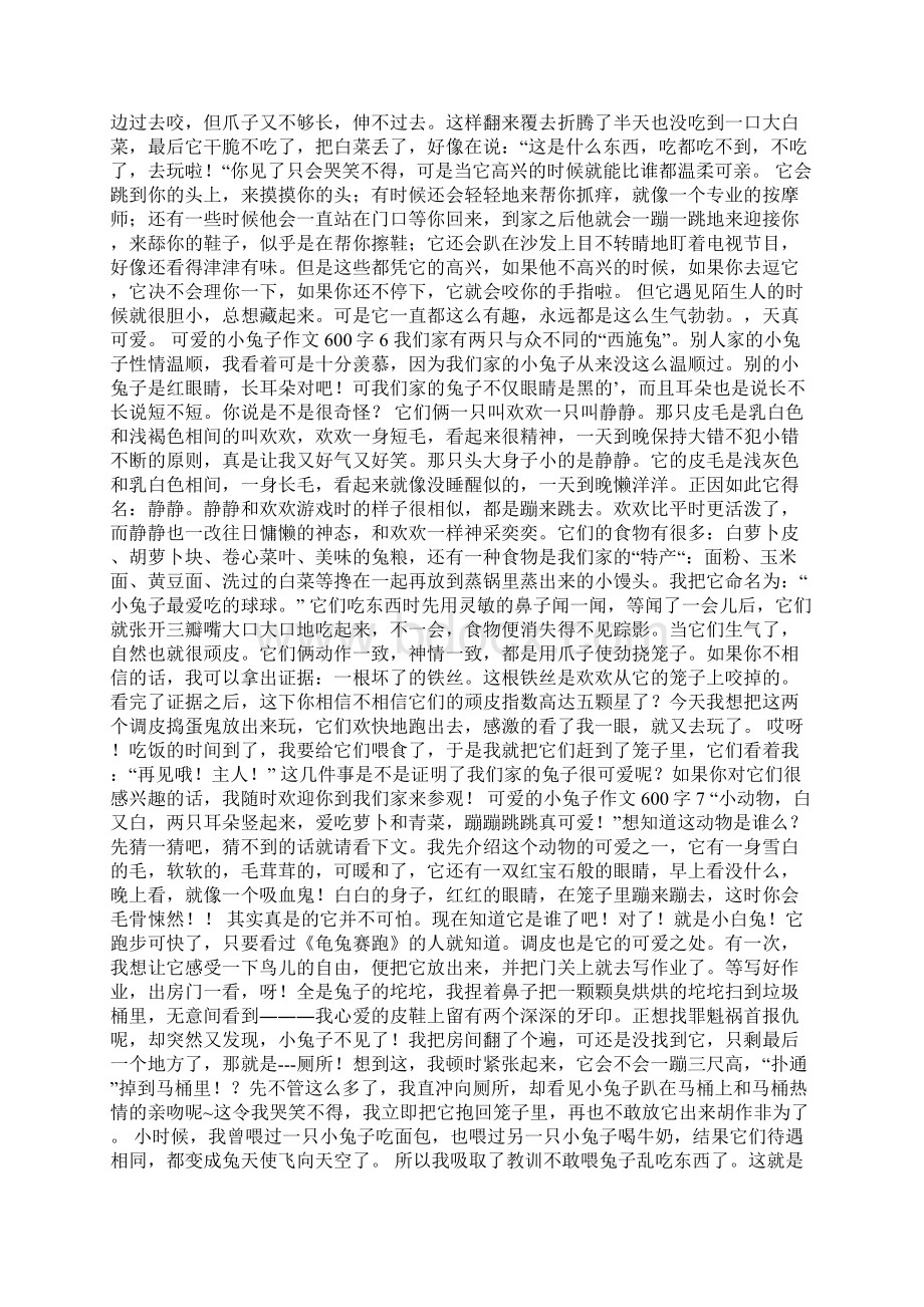 可爱的小兔子作文600字Word格式文档下载.docx_第3页