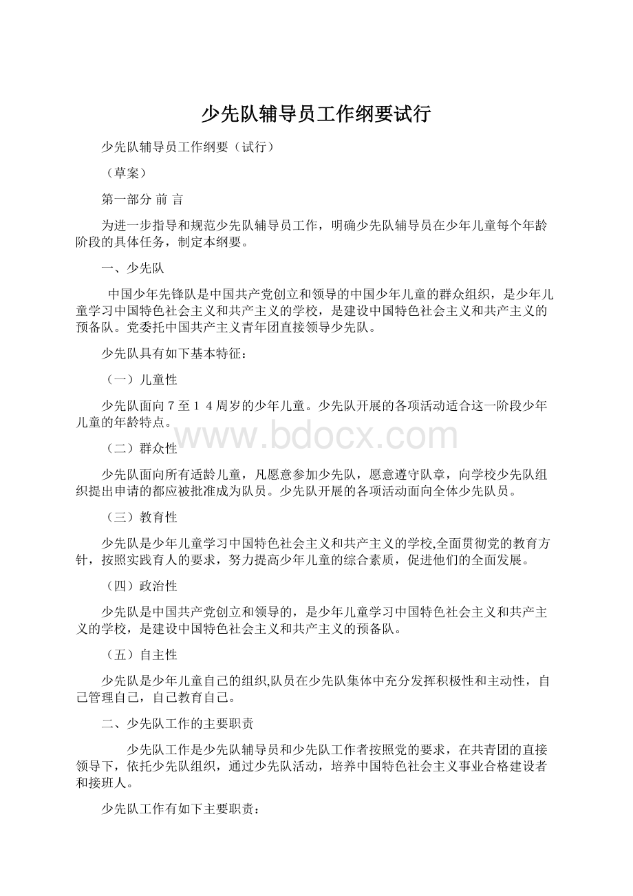 少先队辅导员工作纲要试行.docx