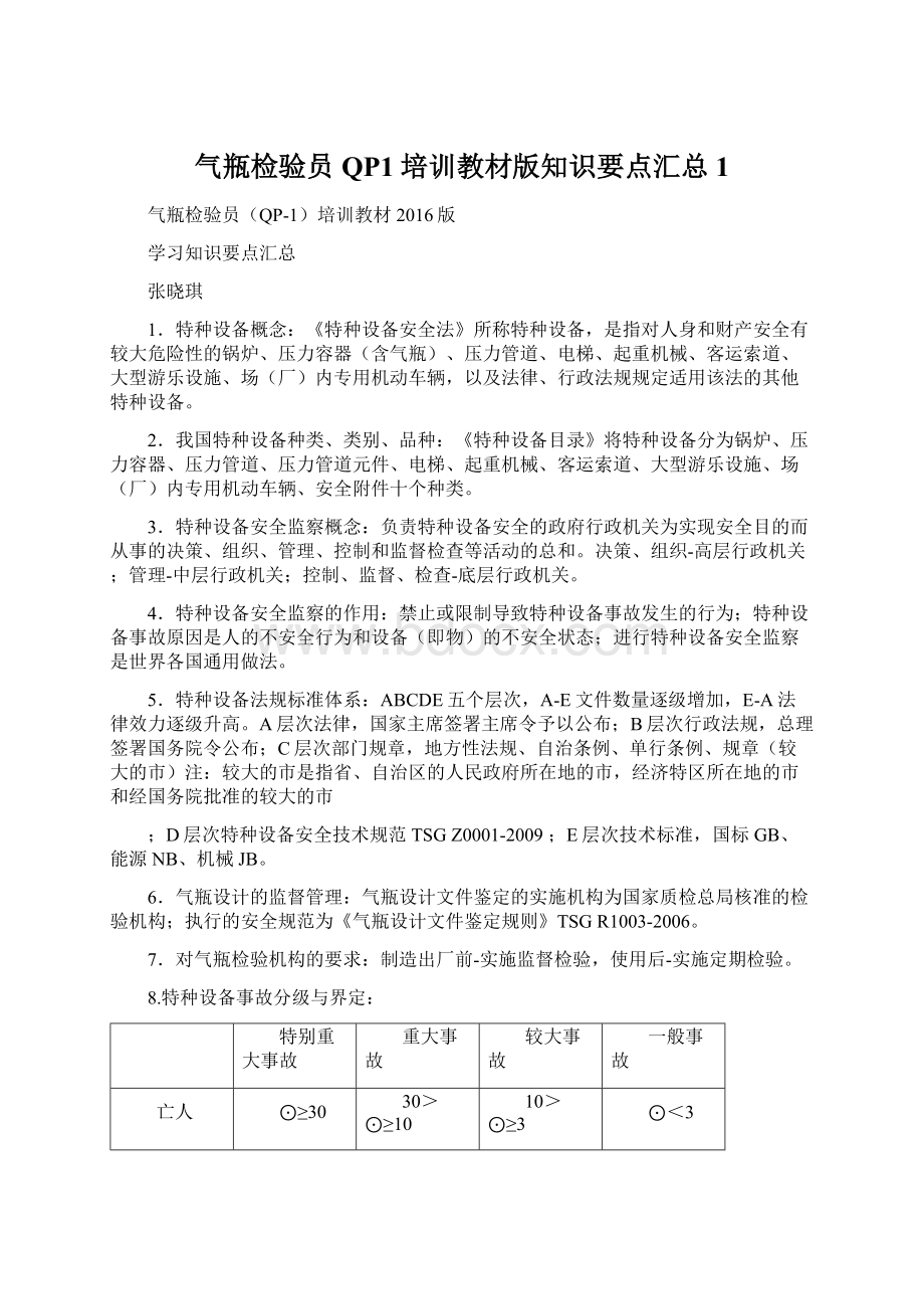 气瓶检验员QP1培训教材版知识要点汇总1Word格式文档下载.docx