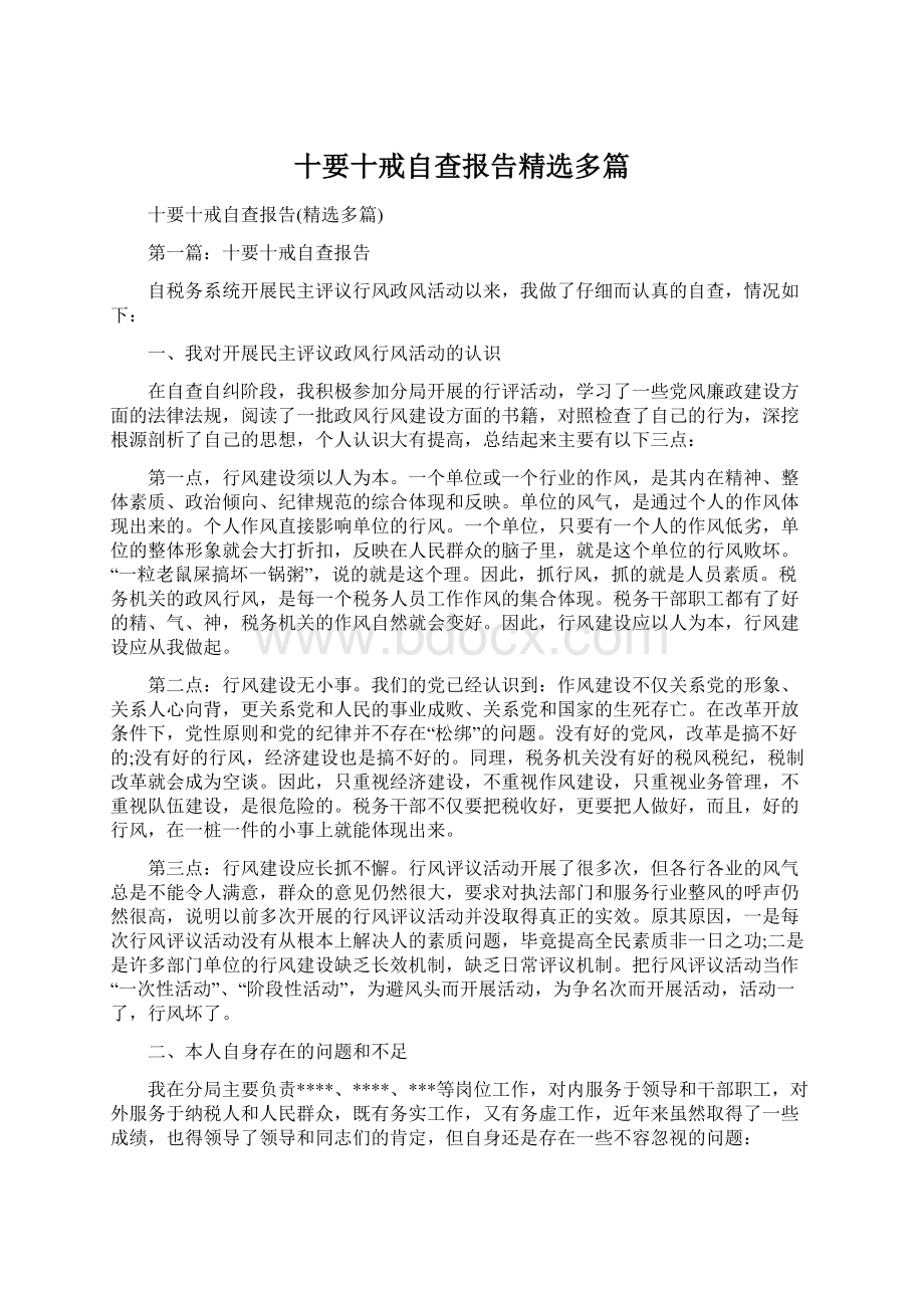 十要十戒自查报告精选多篇文档格式.docx_第1页