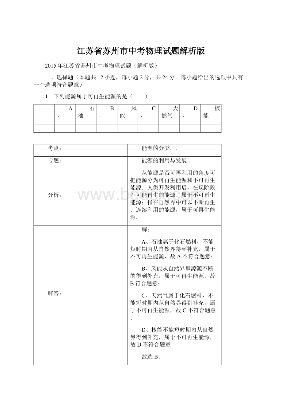 江苏省苏州市中考物理试题解析版Word文档格式.docx_第1页