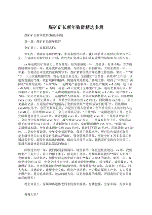 煤矿矿长新年致辞精选多篇.docx