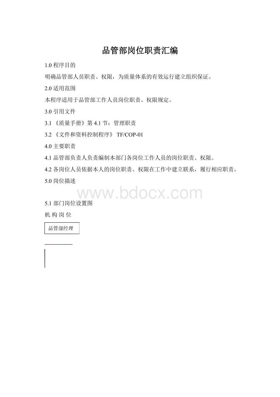 品管部岗位职责汇编文档格式.docx