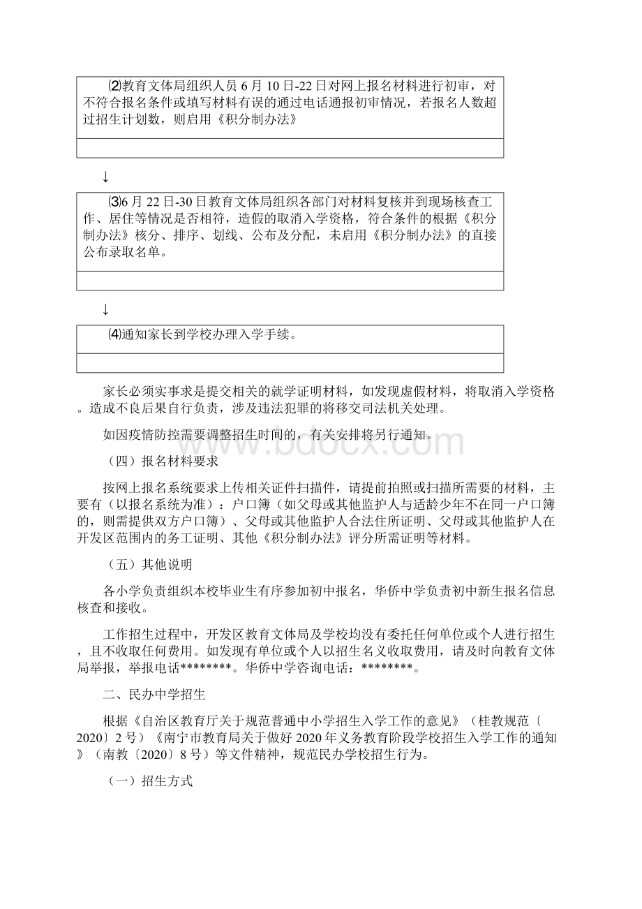 秋季学期广西东盟经济技术开发区初中招生工作安排模板.docx_第2页