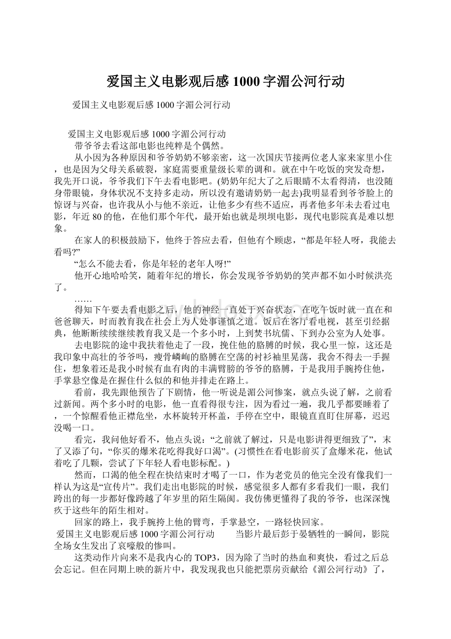 爱国主义电影观后感1000字湄公河行动.docx