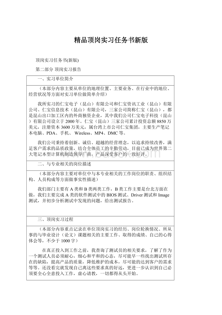 精品顶岗实习任务书新版.docx