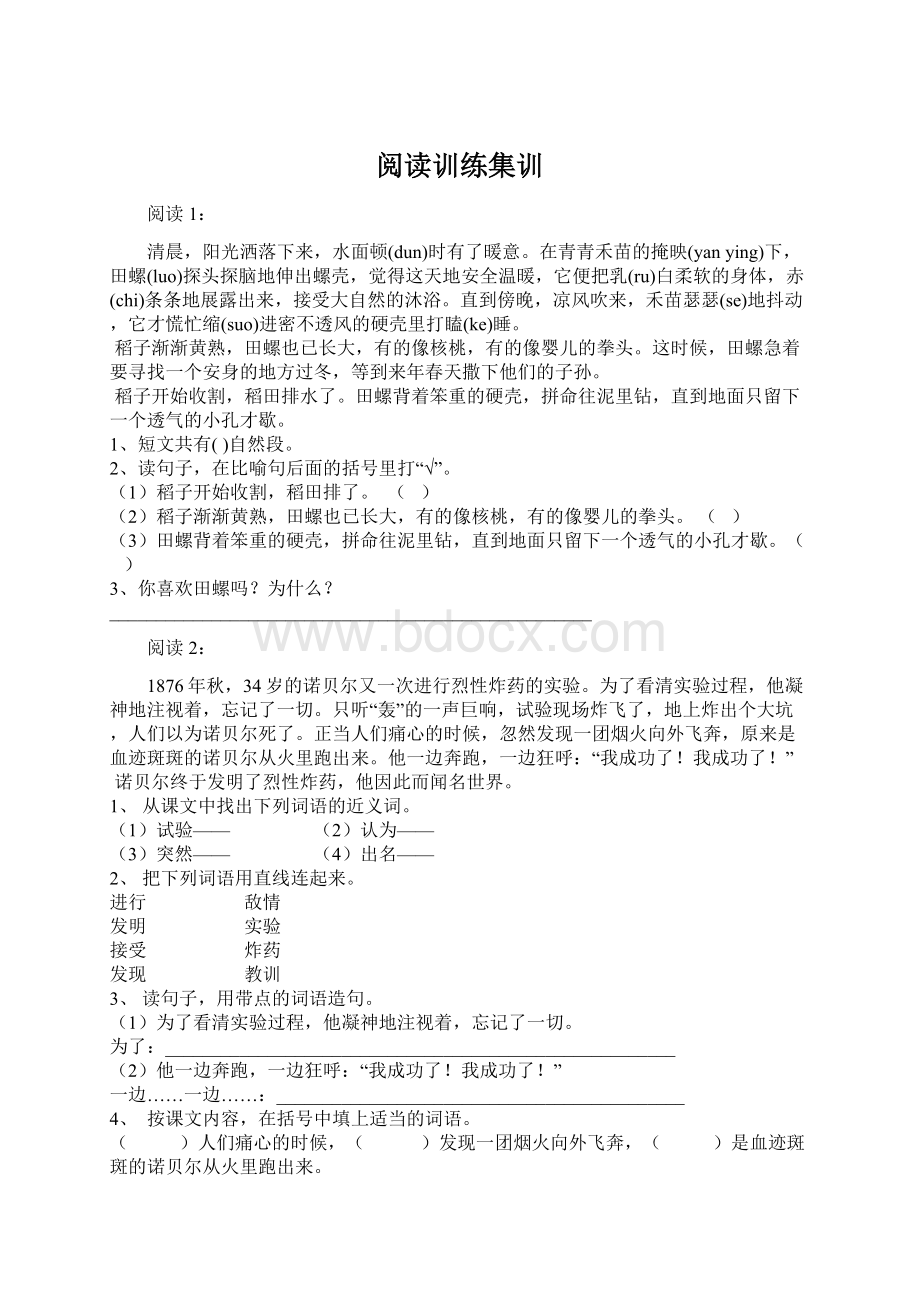 阅读训练集训Word文档下载推荐.docx