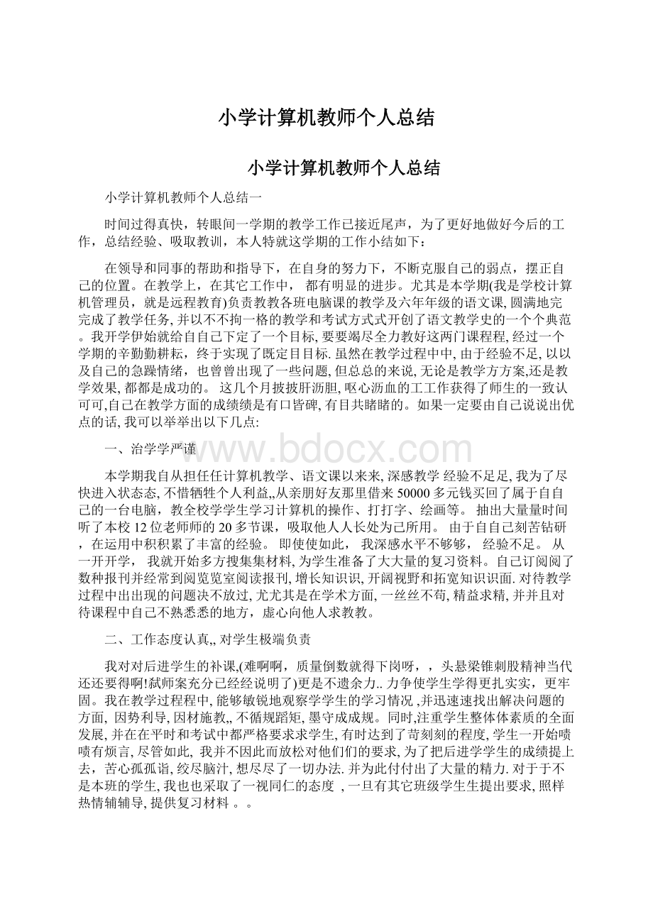 小学计算机教师个人总结.docx