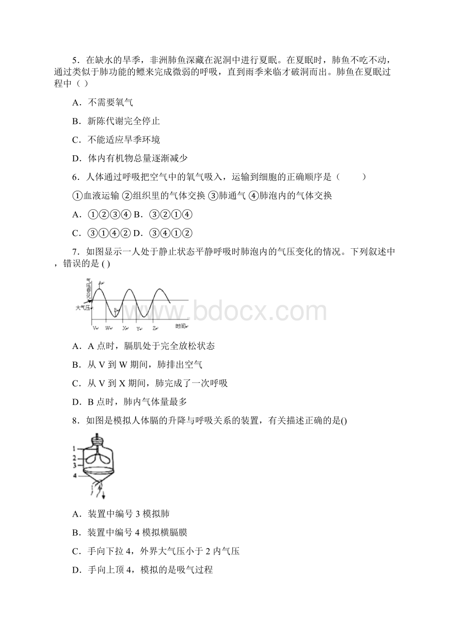 浙教版八年级科学生物的呼吸和呼吸作用含答案2.docx_第2页