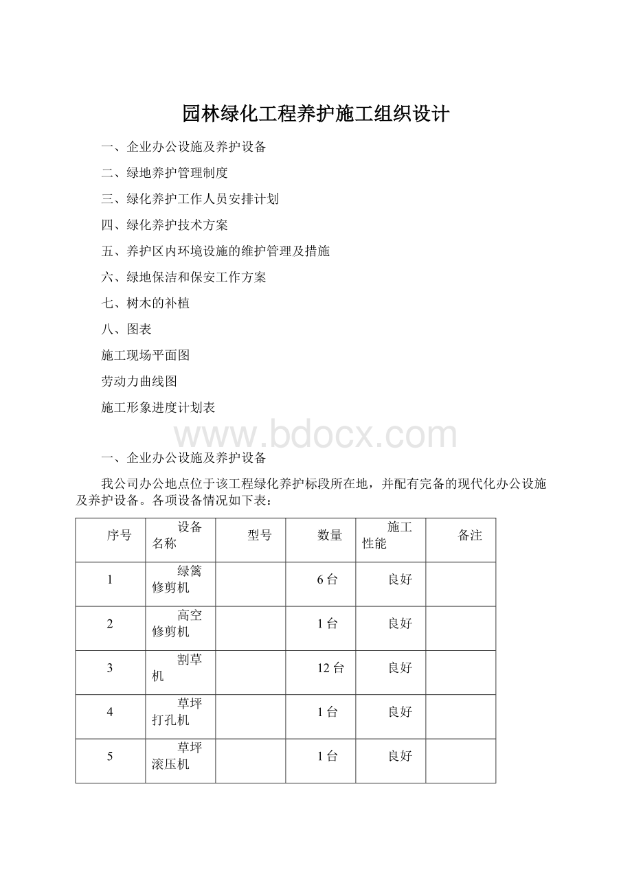 园林绿化工程养护施工组织设计Word文档格式.docx_第1页