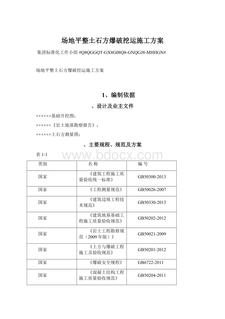 场地平整土石方爆破挖运施工方案文档格式.docx_第1页