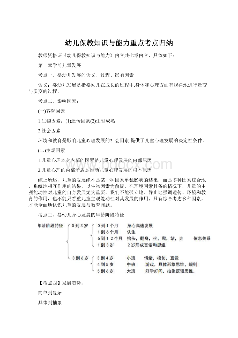 幼儿保教知识与能力重点考点归纳.docx