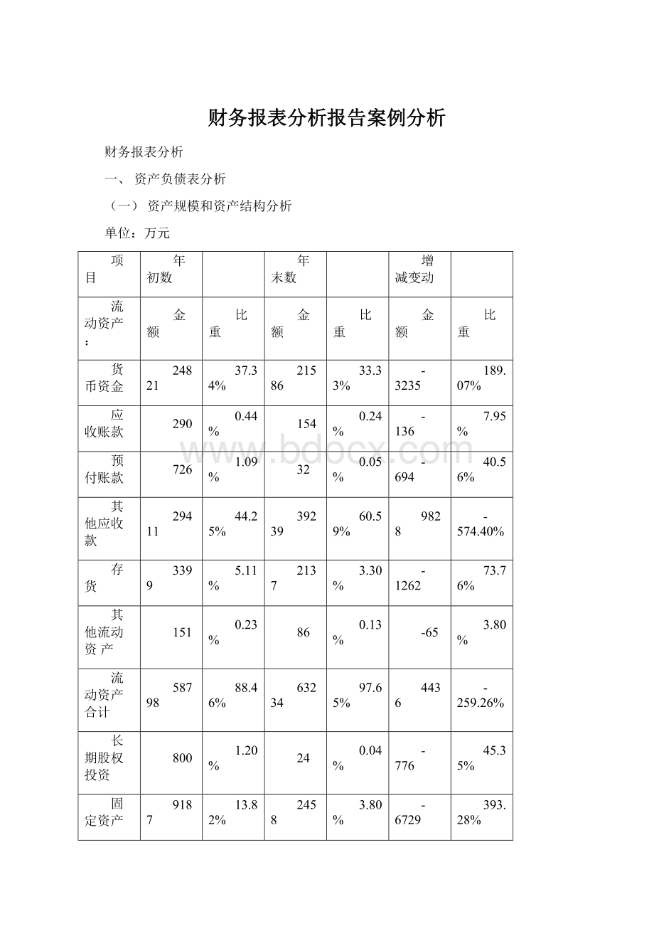 财务报表分析报告案例分析Word文件下载.docx