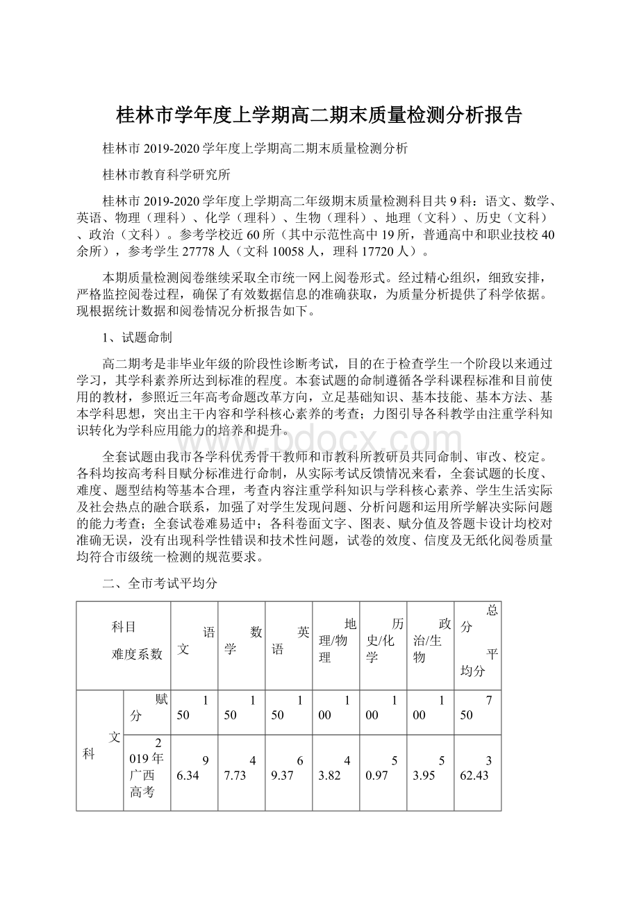 桂林市学年度上学期高二期末质量检测分析报告Word文件下载.docx