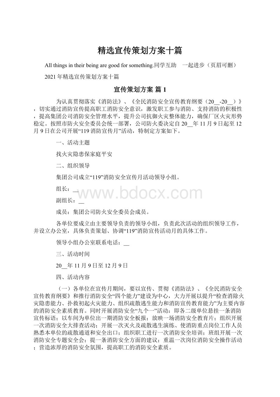 精选宣传策划方案十篇.docx