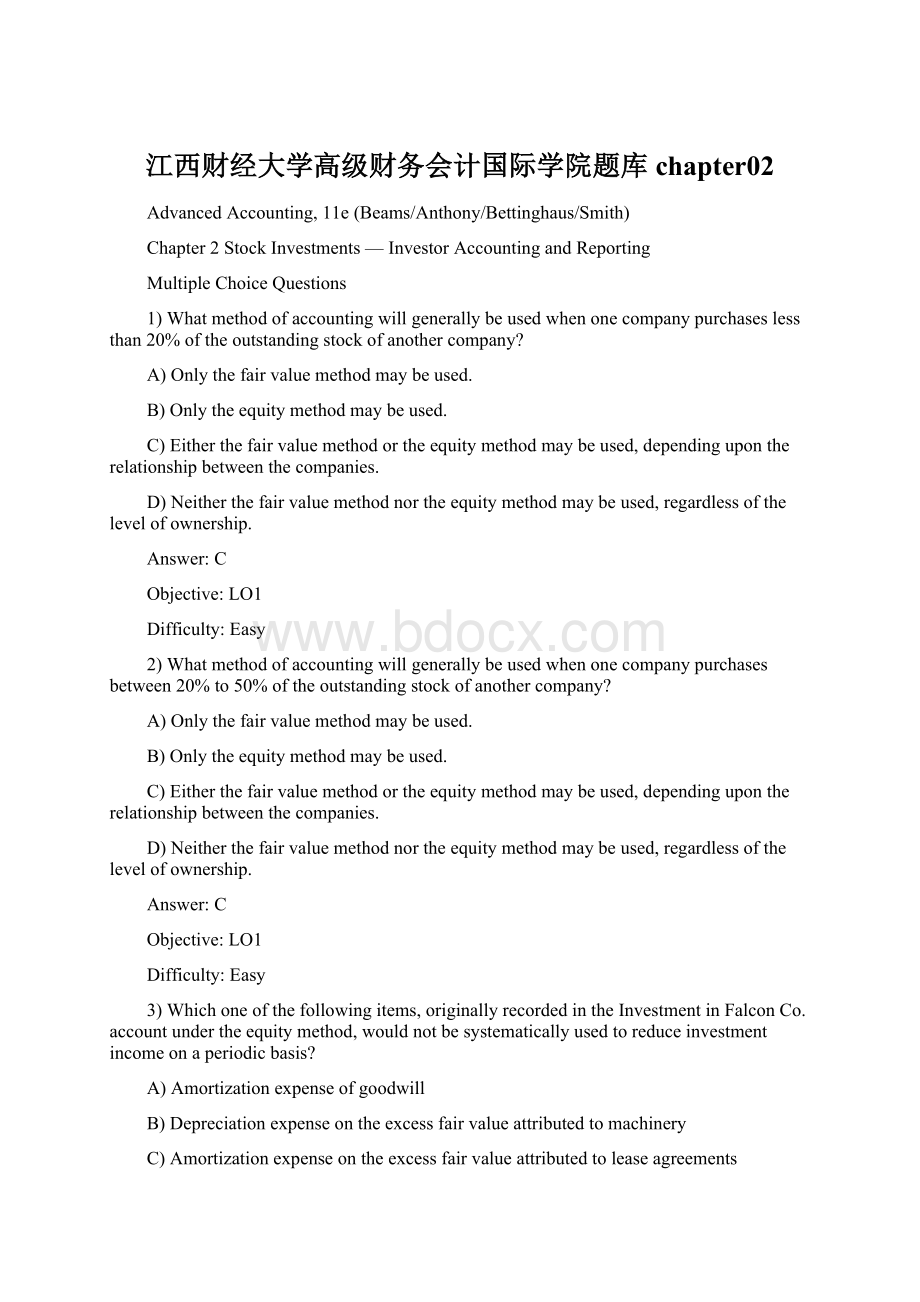 江西财经大学高级财务会计国际学院题库chapter02Word格式.docx