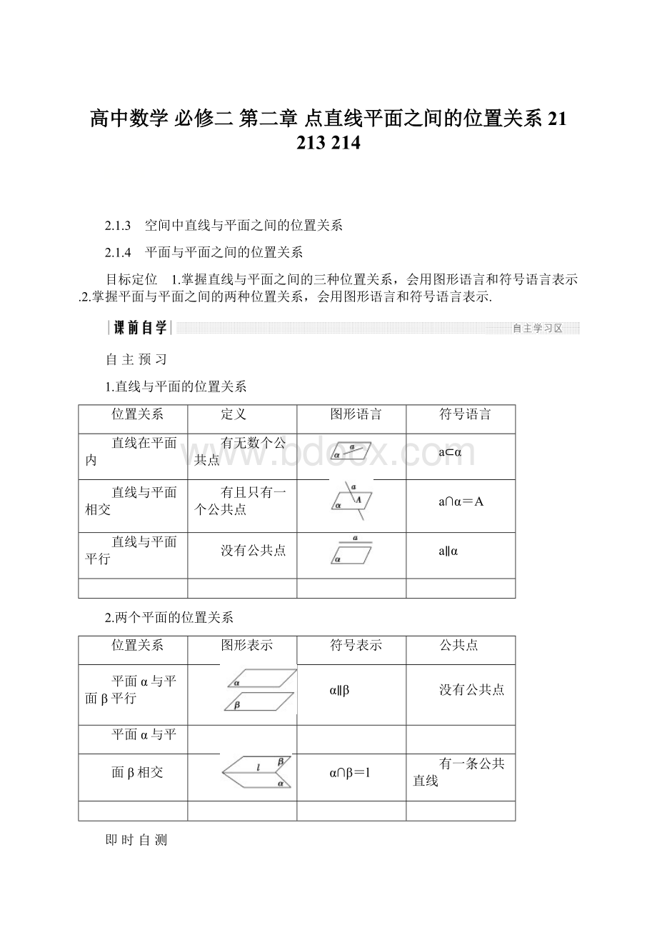 高中数学 必修二第二章 点直线平面之间的位置关系21 213 214Word下载.docx_第1页