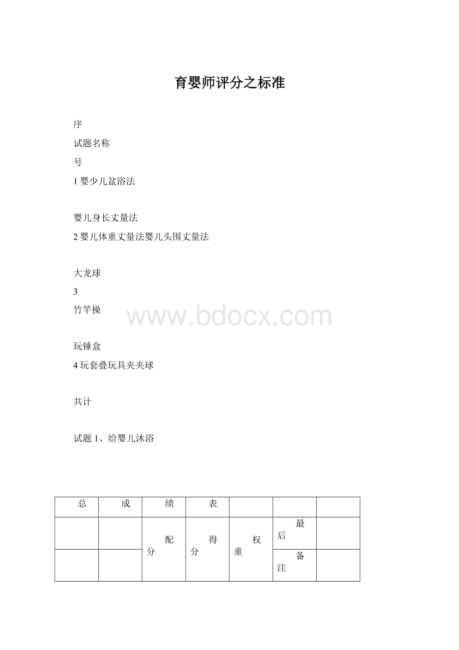 育婴师评分之标准.docx_第1页