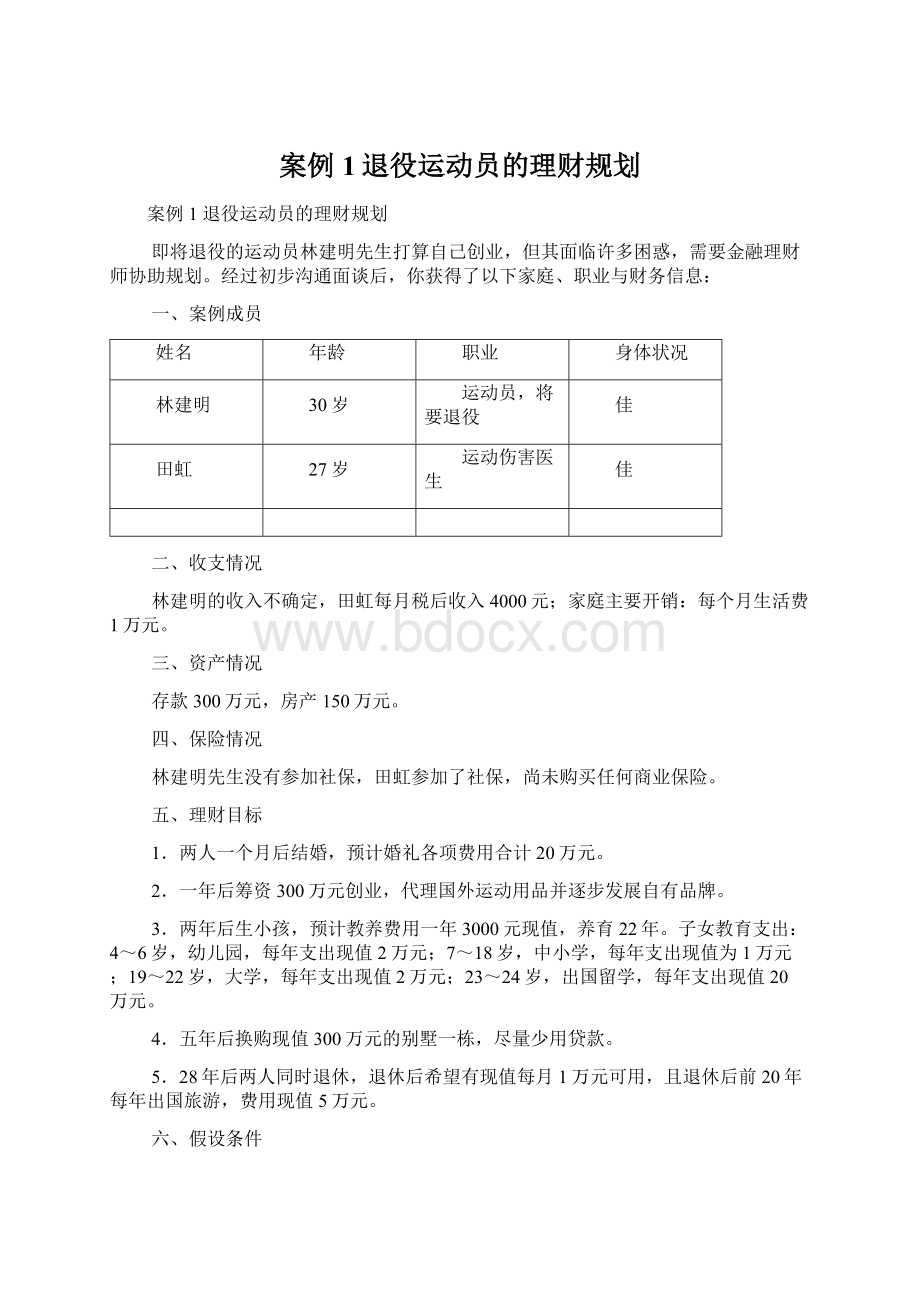 案例1退役运动员的理财规划.docx